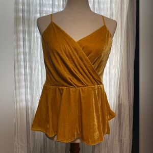 J. Crew orange velvet top, size medium, spaghetti strap, zip at side